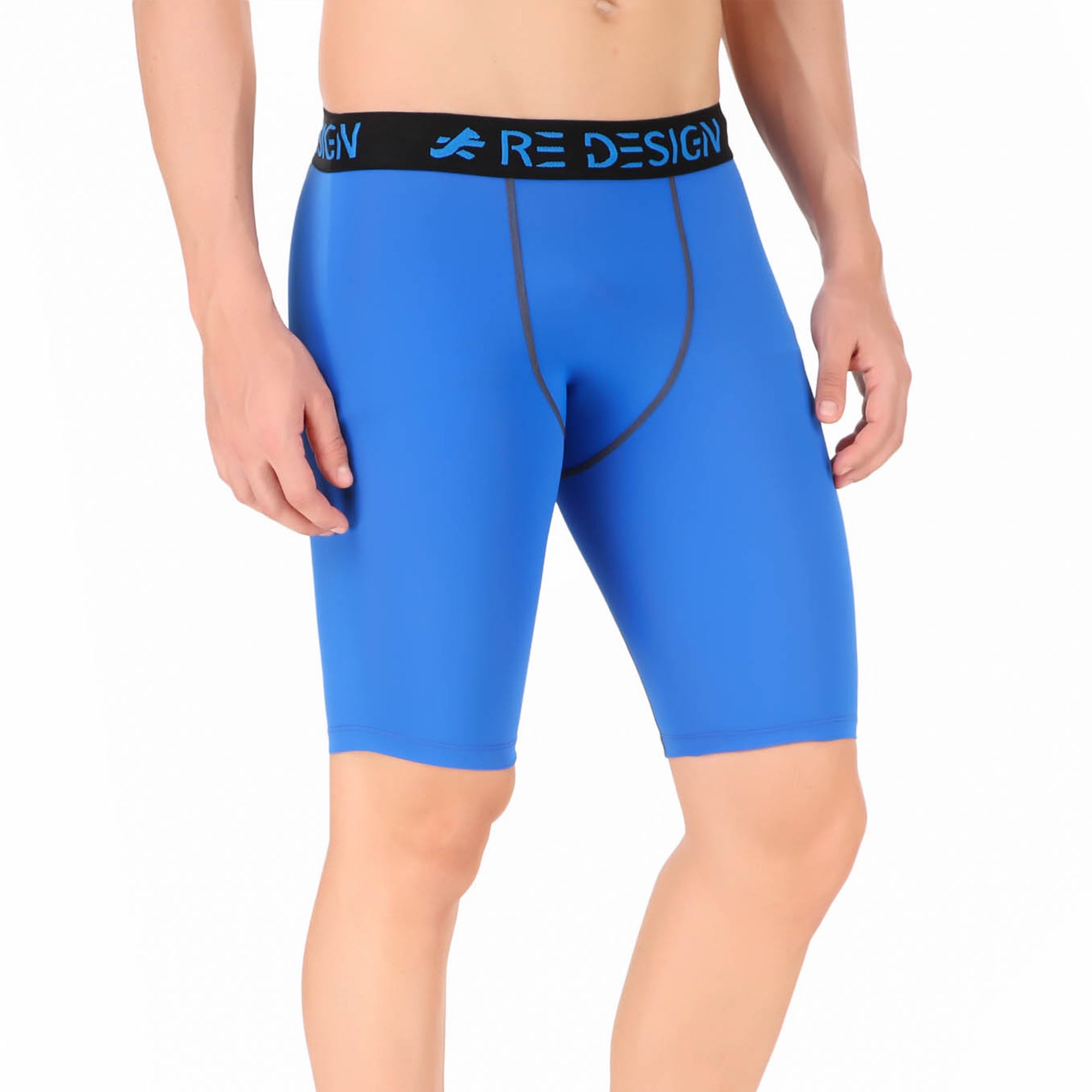 Tights and Half Compression For Shorts Men – (BLACK/ROYAL ReDesign Nylon BLUE) Sports