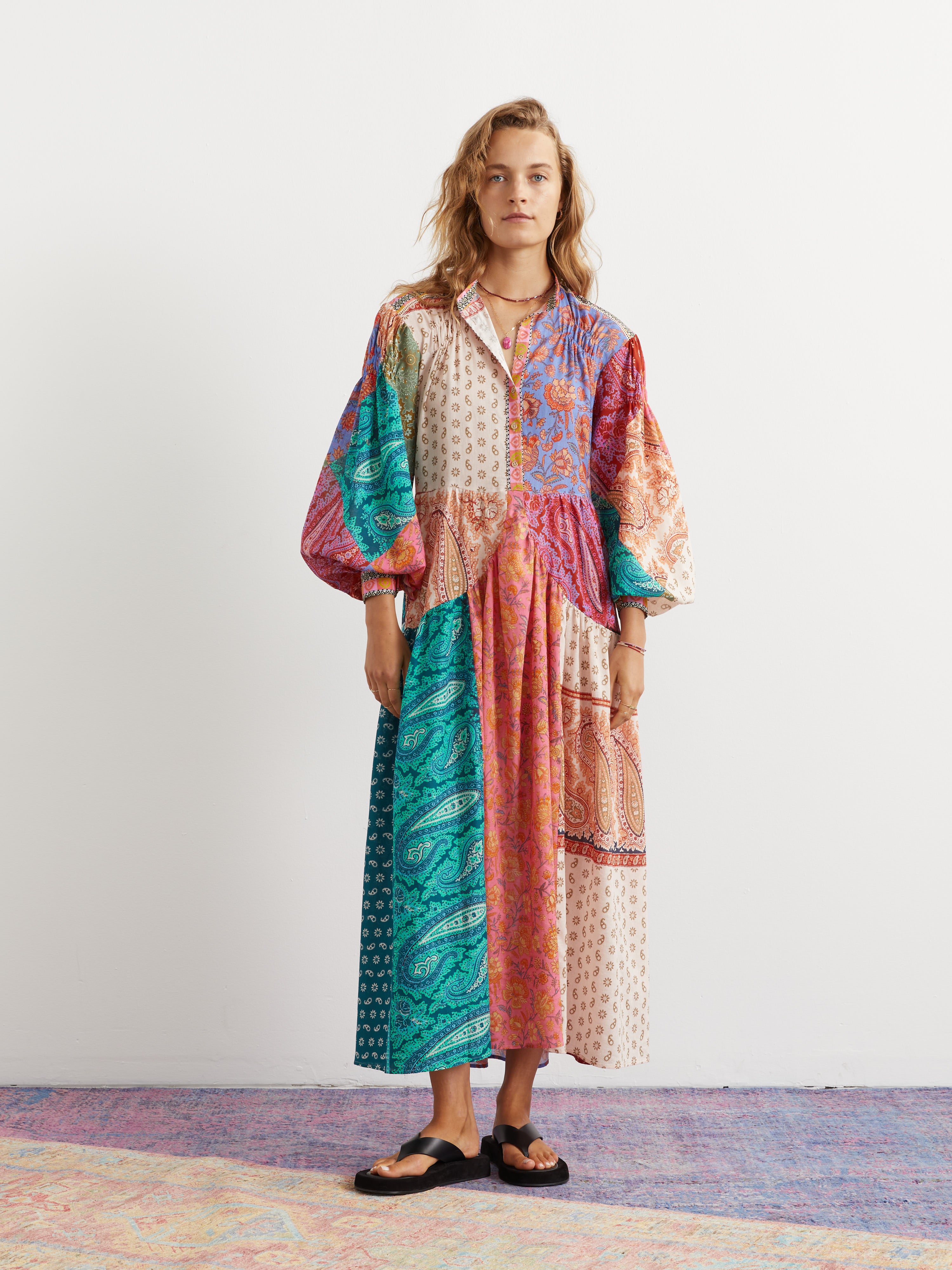 Kaleido Maxi Smock Dress