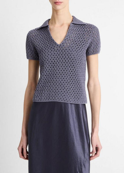 MACRAME COTTON POLO KNIT