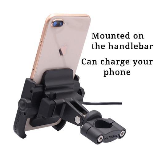 cell phone holder for motorcycle with charger