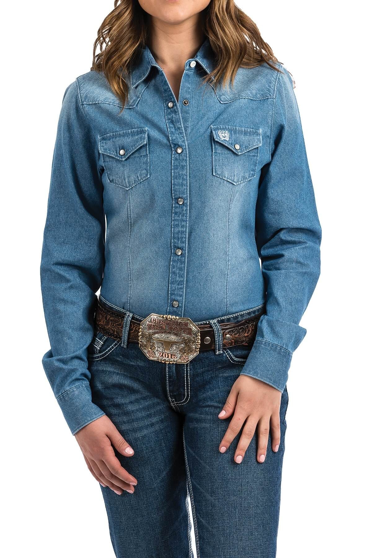 cinch denim shirt