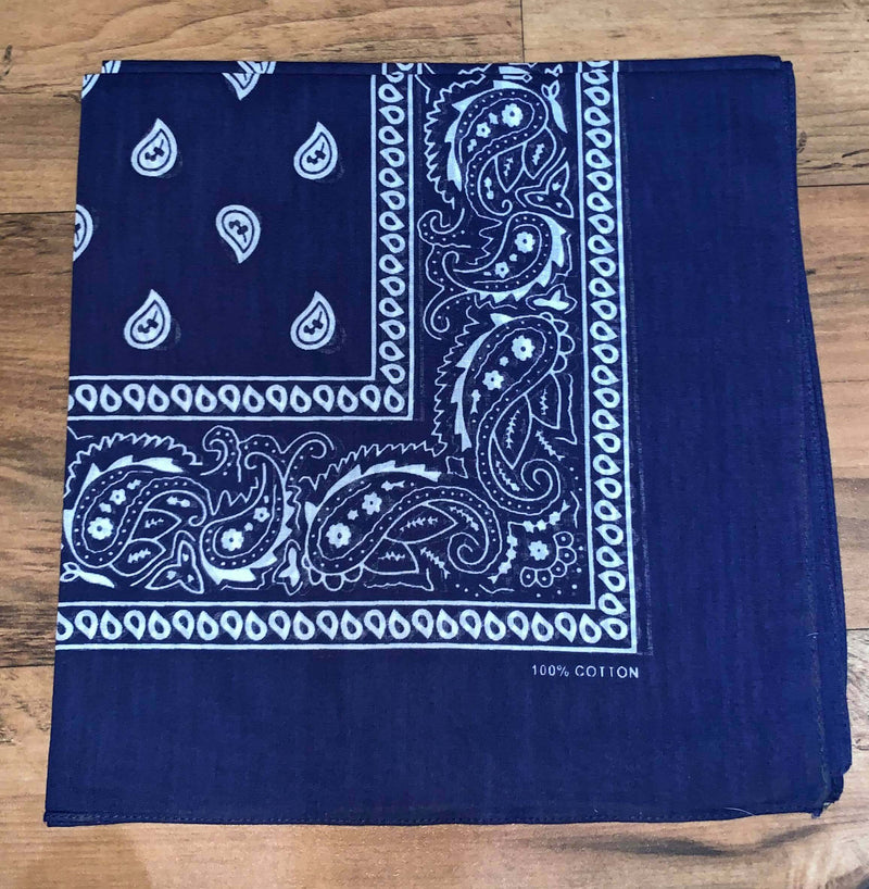 Dark Blue Paisley Design Bandana - 100% Cotton - Diamond K Country