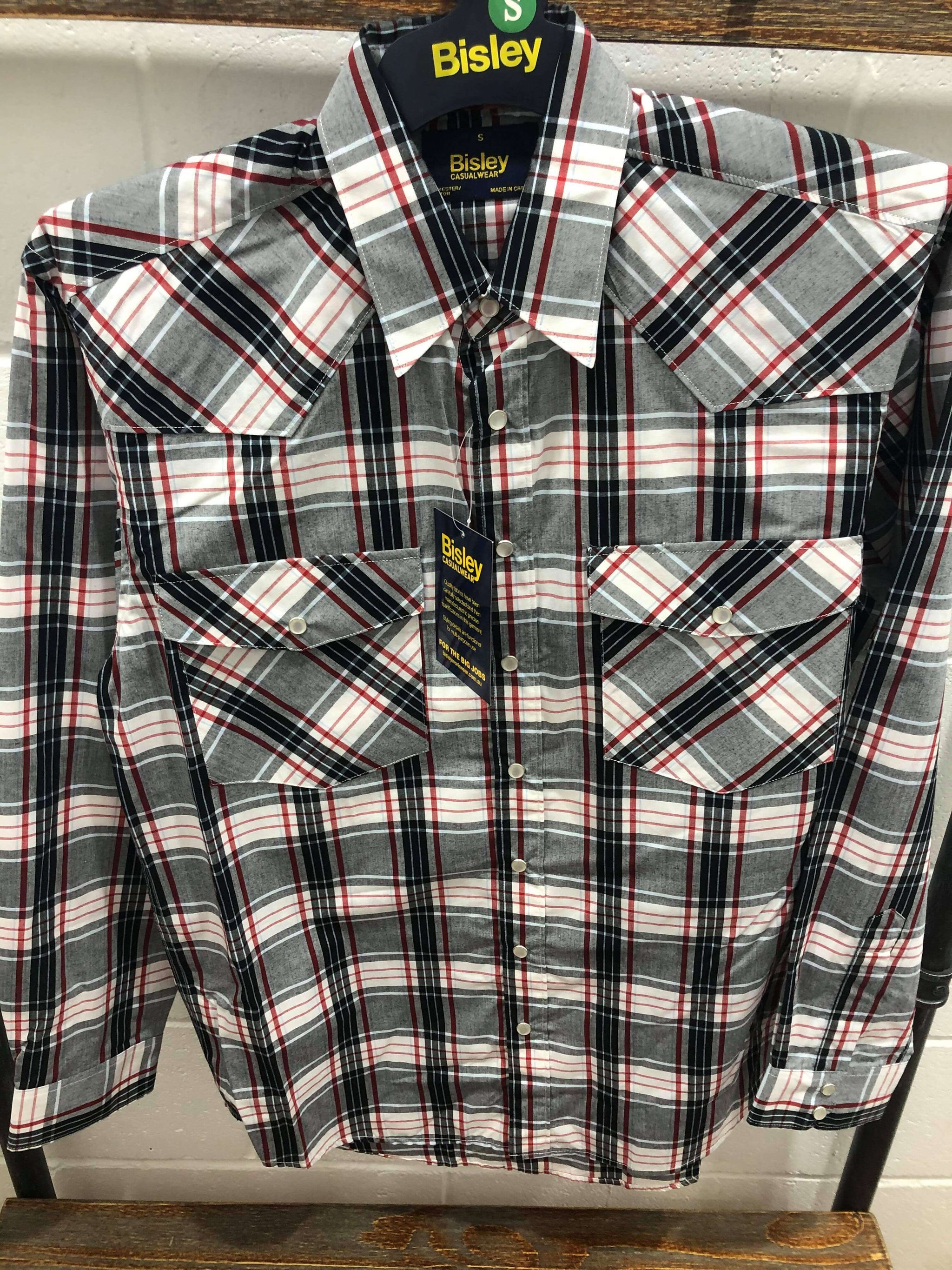Men's Bisley L/S Western Check Grey Shirt – Diamond K Country