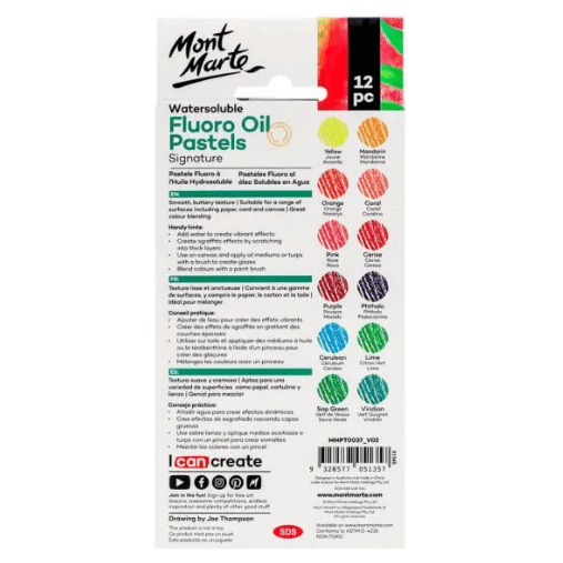 Mont Marte Water-Soluble Oil Pastels - Set of 12