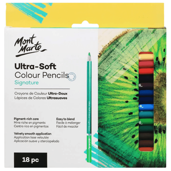 Mont Marte 18 Colors Ultra-Soft Colored Lead Set Colored Pencils  Professional Artist Painting Supplies