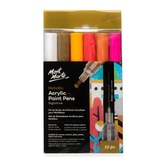 Mont Marte Acrylic Paint Pens Dual Tip Gold 2pc