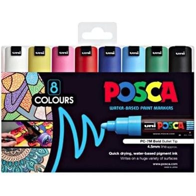 Uni POSCA PC-1M (Bullet Tip) Paint markers 0.7mm - 10x BLACK Ink
