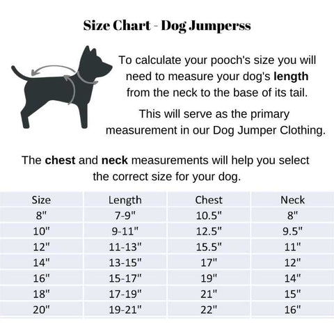 Fab Dog Size Chart - Dog Jumpers