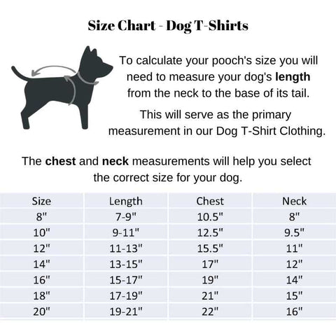 Fabdog Size Chart - Dog T-Shirts