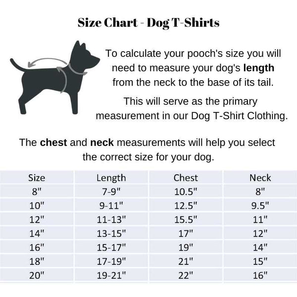 Size Guide Dog T-Shirts | Dog Fashion