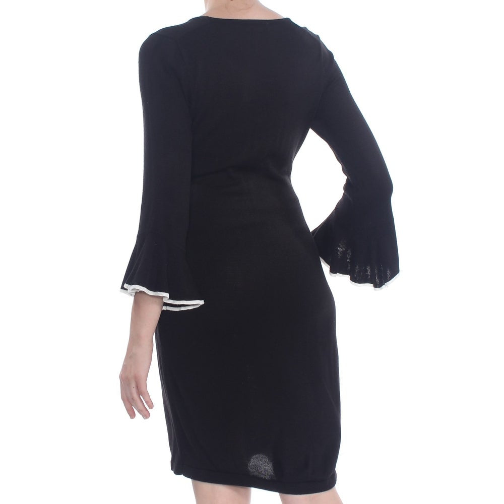 calvin klein black bell sleeve dress
