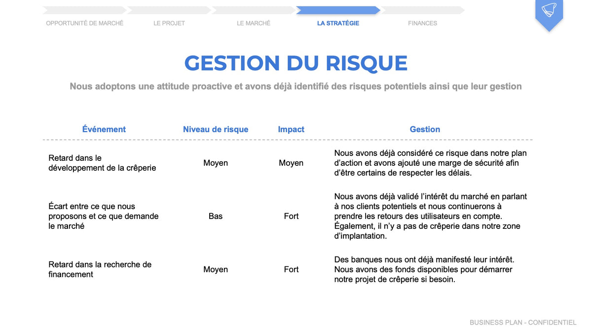 gestion risque business plan exemple gratuit