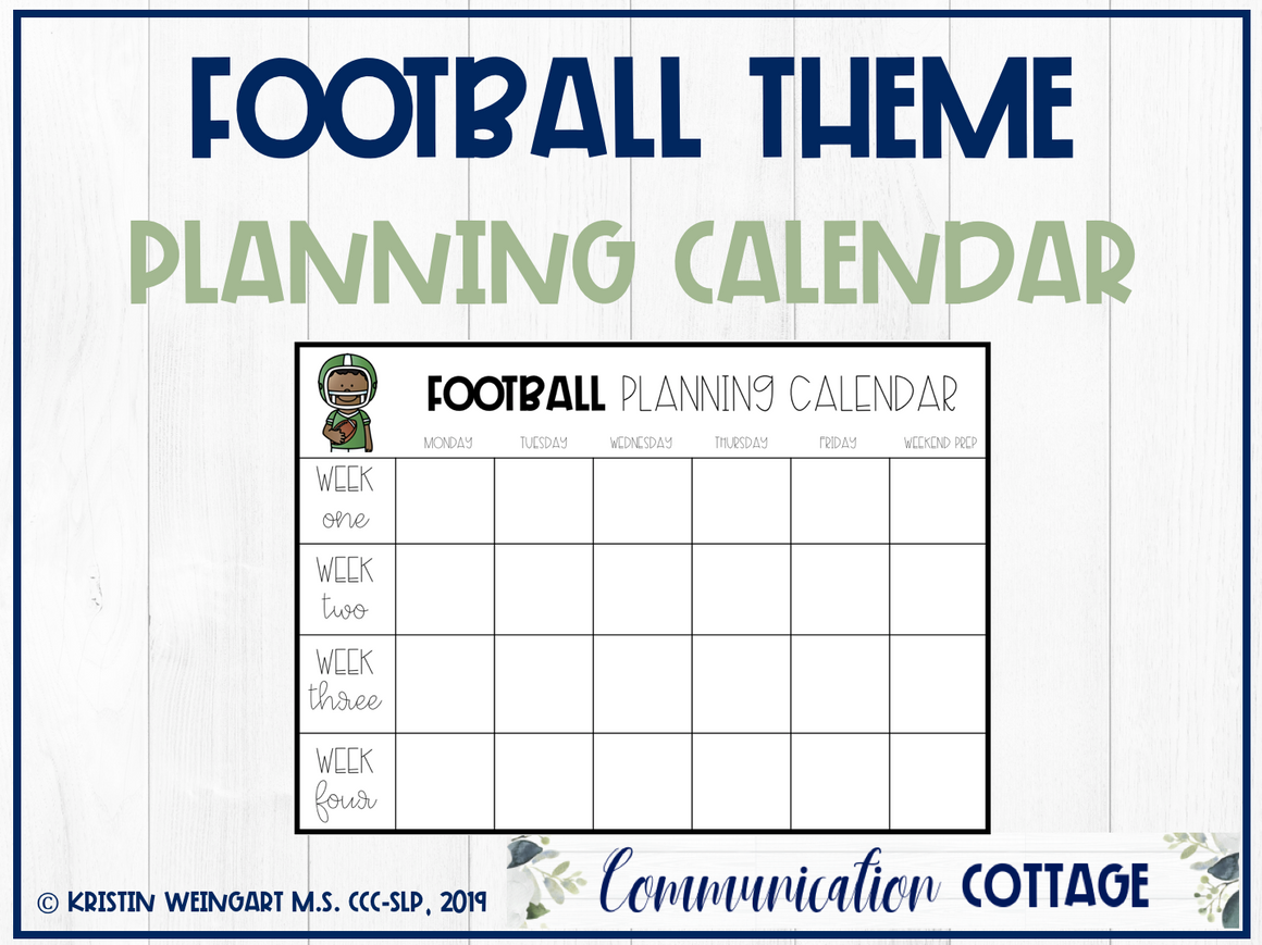 Football Planning Calendar Communication Cottage LLC