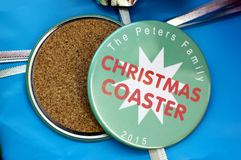custom holiday coasters to give as gifts. make great keepsakes. personalized christmas presents.