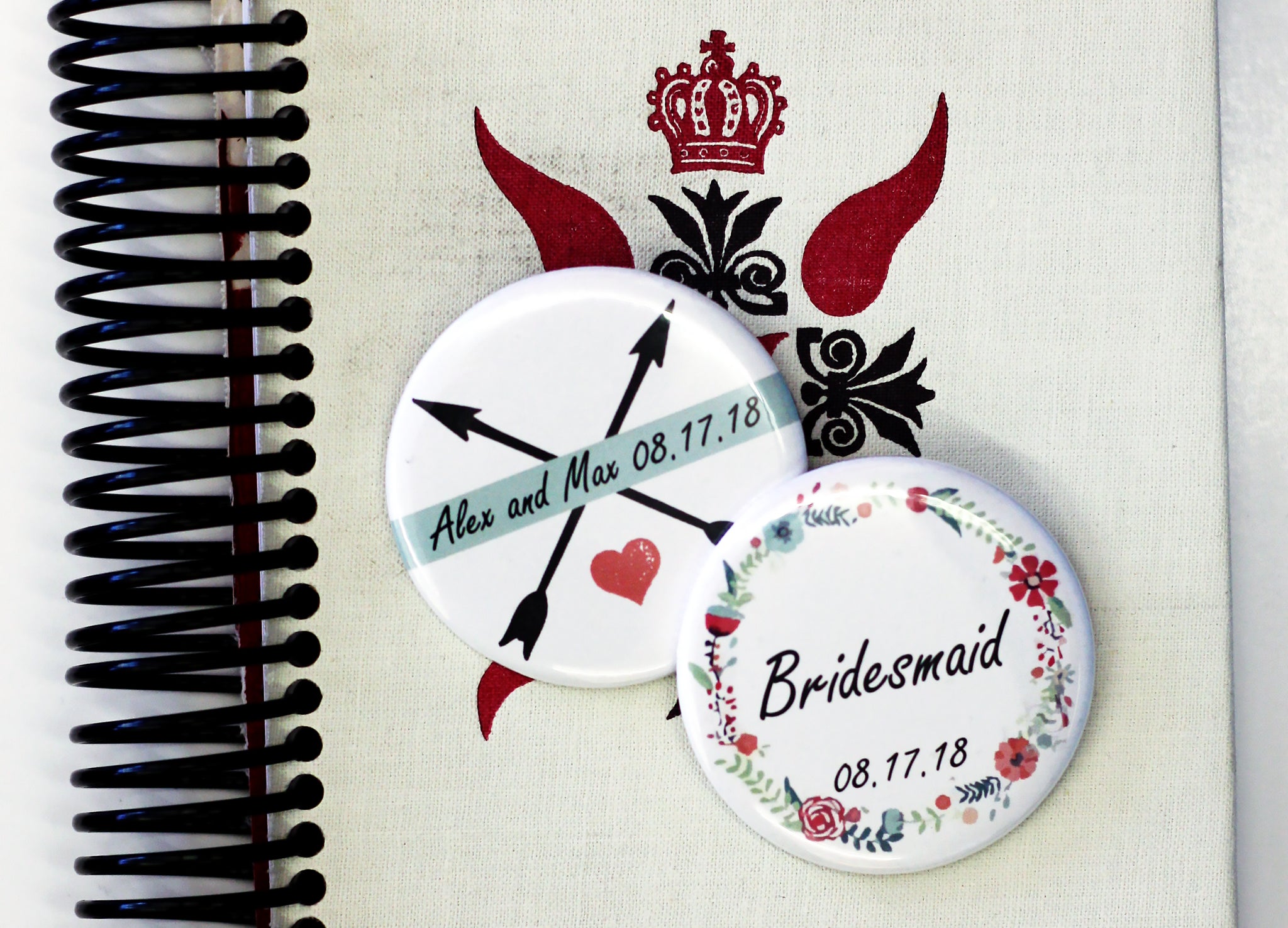 Custom Summer Camp Themed Buttons for Weddings 