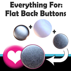 Button parts to make 1" round flat back buttons and jewelry with buttons