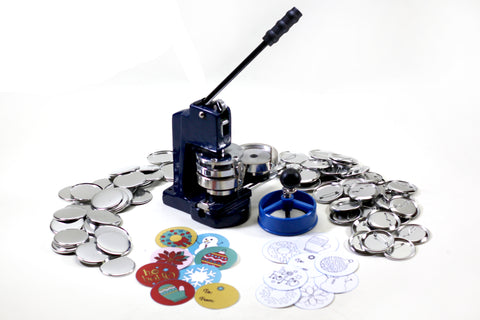 FLEX2000 Holiday Themed Hobby Button Maker machine. This cheap button maker kit comes with parts and supplies to make pinback buttons and round magnets.