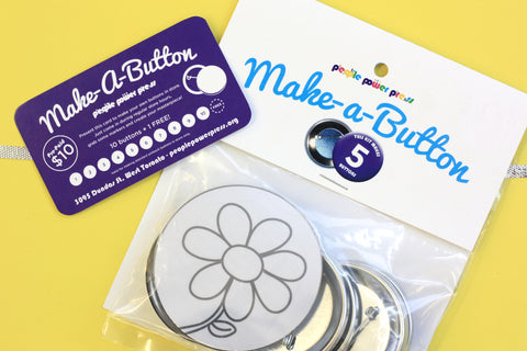 make-a-button gift pack. bring your friends to people power press and make buttons in our store