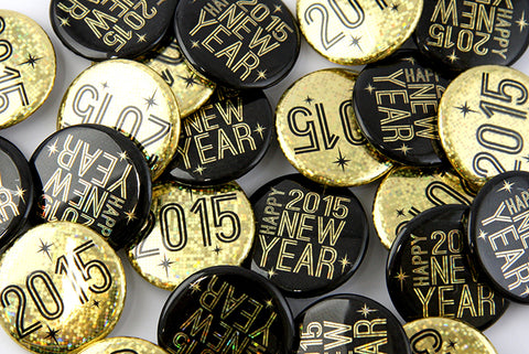 Custom New Year;s buttons badges pins magents from People Power Press