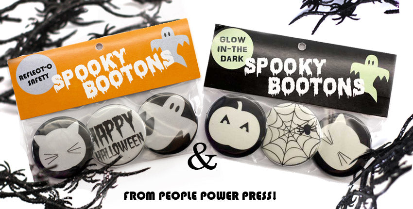 Reflective and Glow-in-the-dark buttons from People Power Press