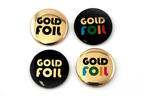 How to make shiny metallic gold button pins with foil