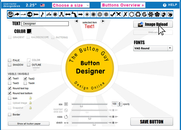 Upload your Image to the Button Guy Online Button Designer