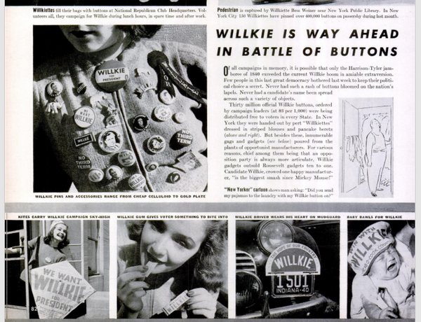 Willkies vintage campaign buttons