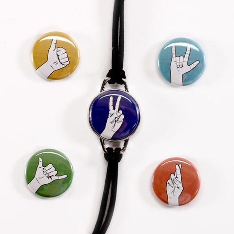 Magnetic Sign Language Button Bracelet