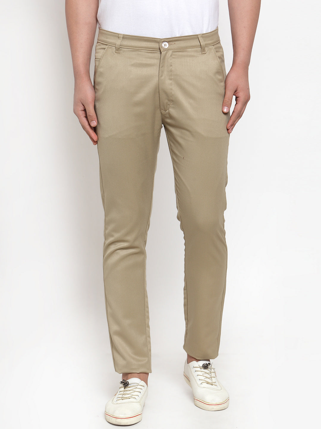 Buy online Beige Cotton Flat Front Formal Trouser from Bottom Wear for Men  by Jainish for ₹900 at 64% off | 2024 Limeroad.com