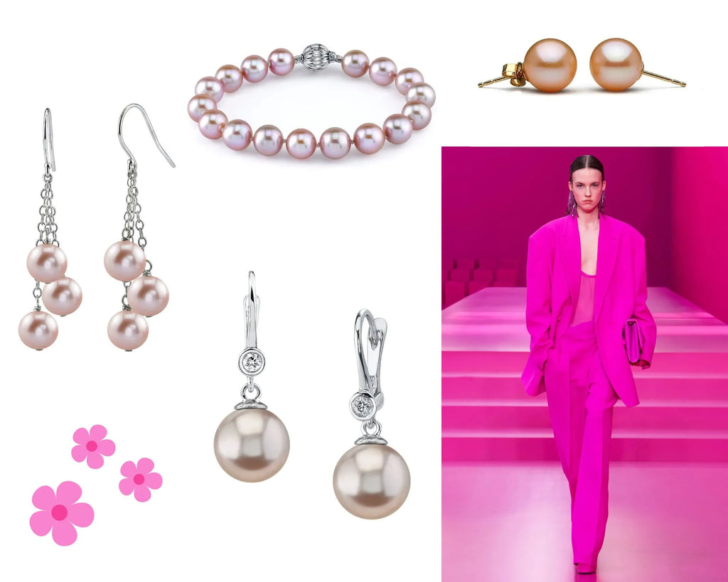 Barbiecore, pearl jewelry and pink color