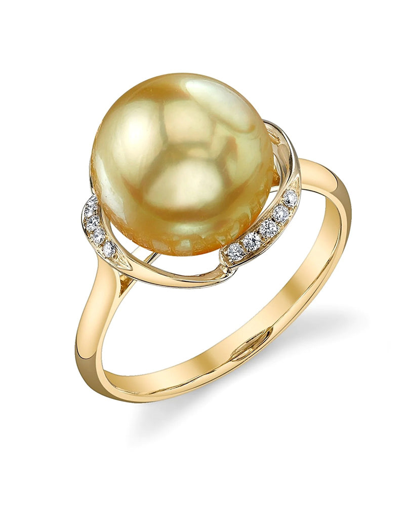 Golden South Sea Pearl & Diamond Luminary Cocktail Ring