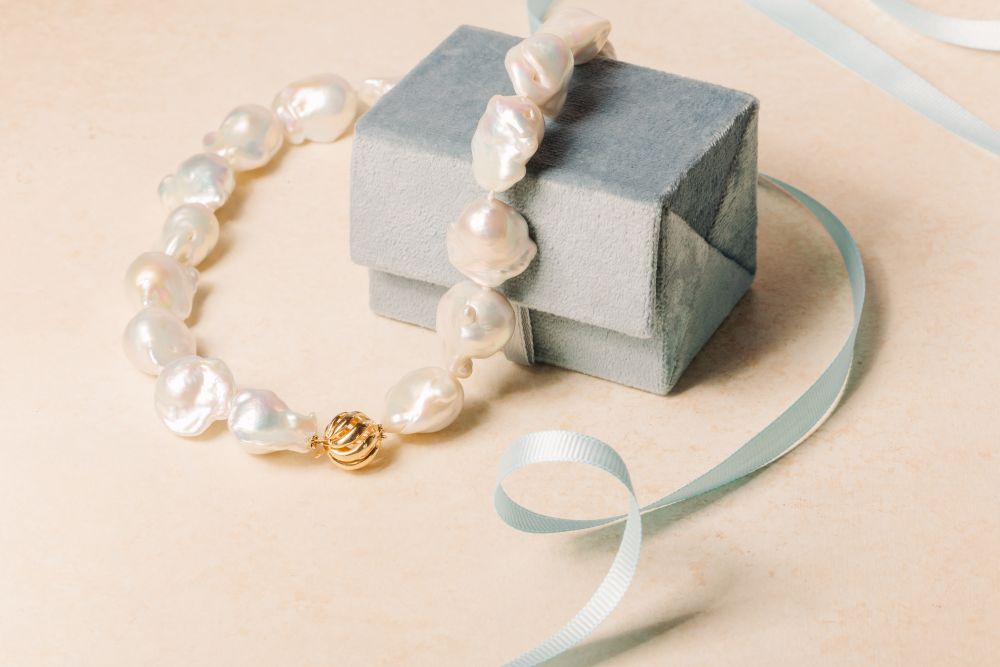 Double Strand Baroque Pearl Necklace with Dazzling Clasp