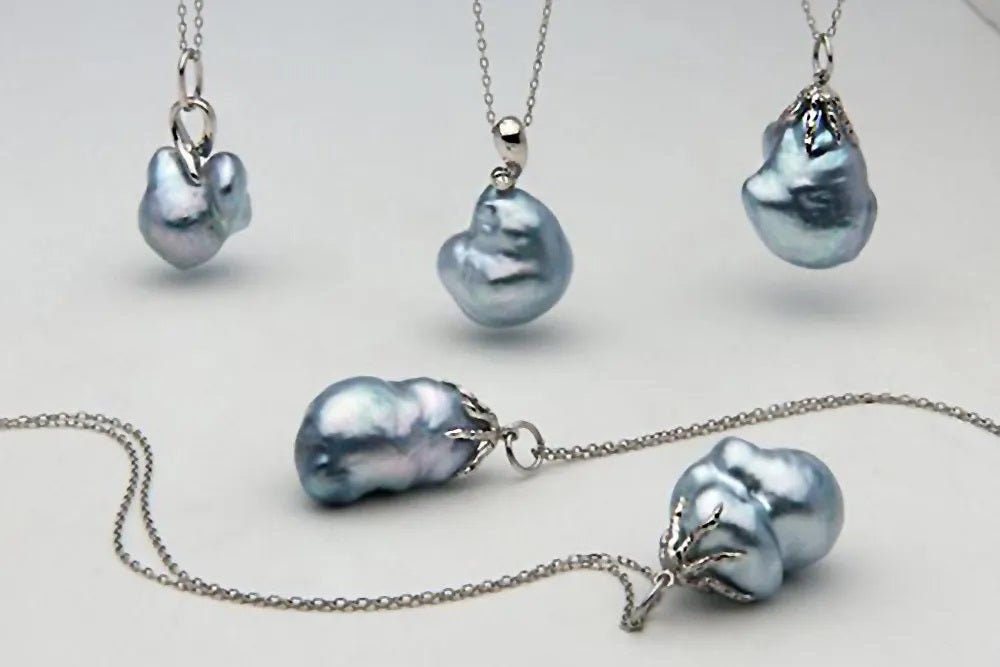 Silver Blue White South Sea Pearl Pendants
