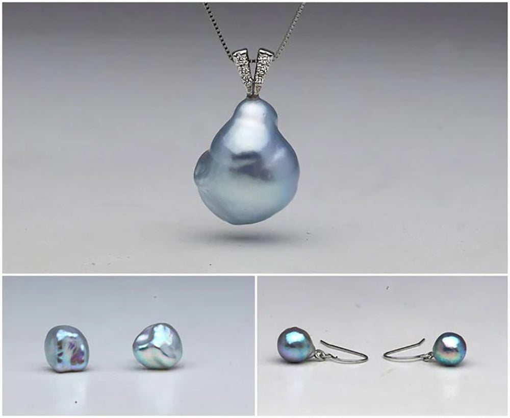 Silver Blue South Sea Pearl Jewelry