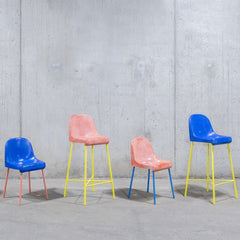 ATELIER TOBIA ZAMBOTTI High Stool “The Fan Chair” Blue & Pink