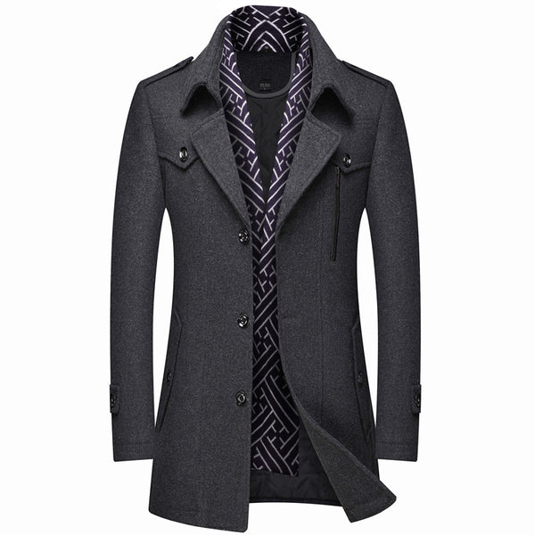 Men's Classic Slim-Fit Wool Coat With Scarf – UnisonMen