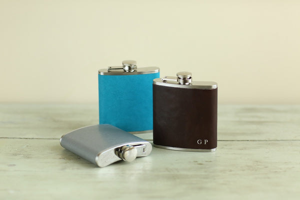 Selection of leather hip flasks