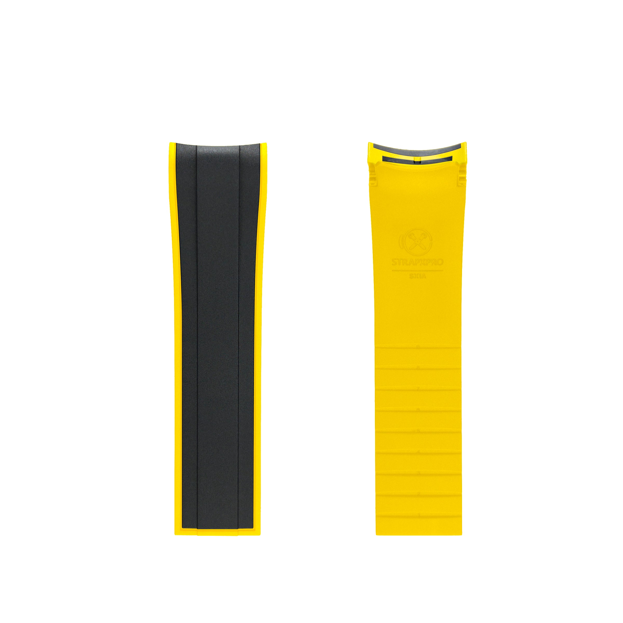StrapXPro Curved End Rubber Strap for Seiko SKX/5KX in Black/Yellow (22mm)  | Nomad Watch Works MY