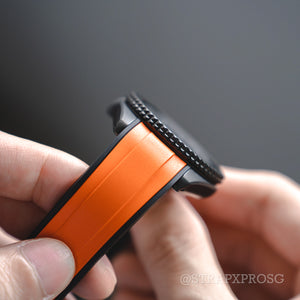 StrapXPro Curved End Rubber Strap for Seiko SKX/5KX in Orange/Black (22mm)  | Nomad Watch Works MY