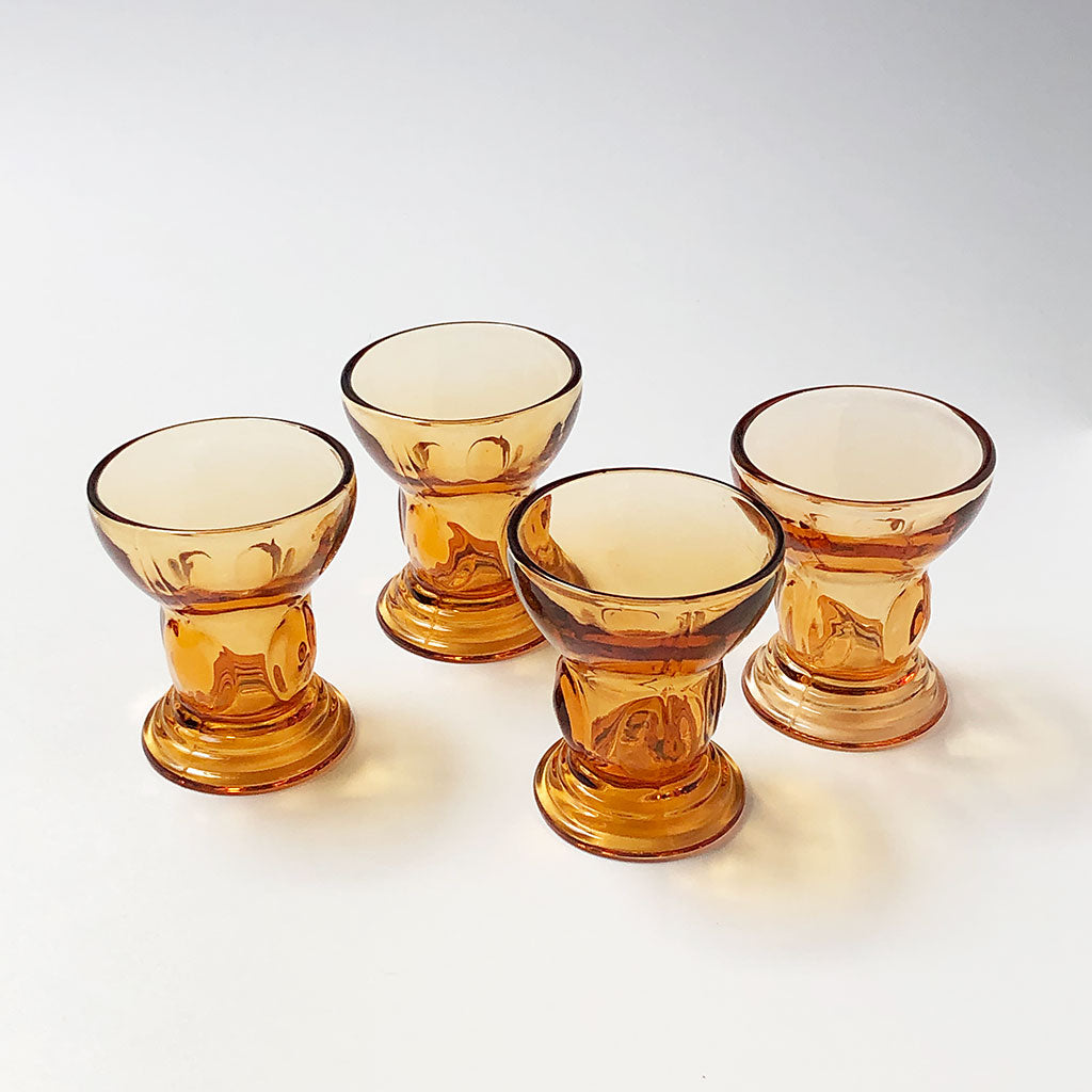 Vintage Drinking Glasses Amber Cordial (Set of 4)