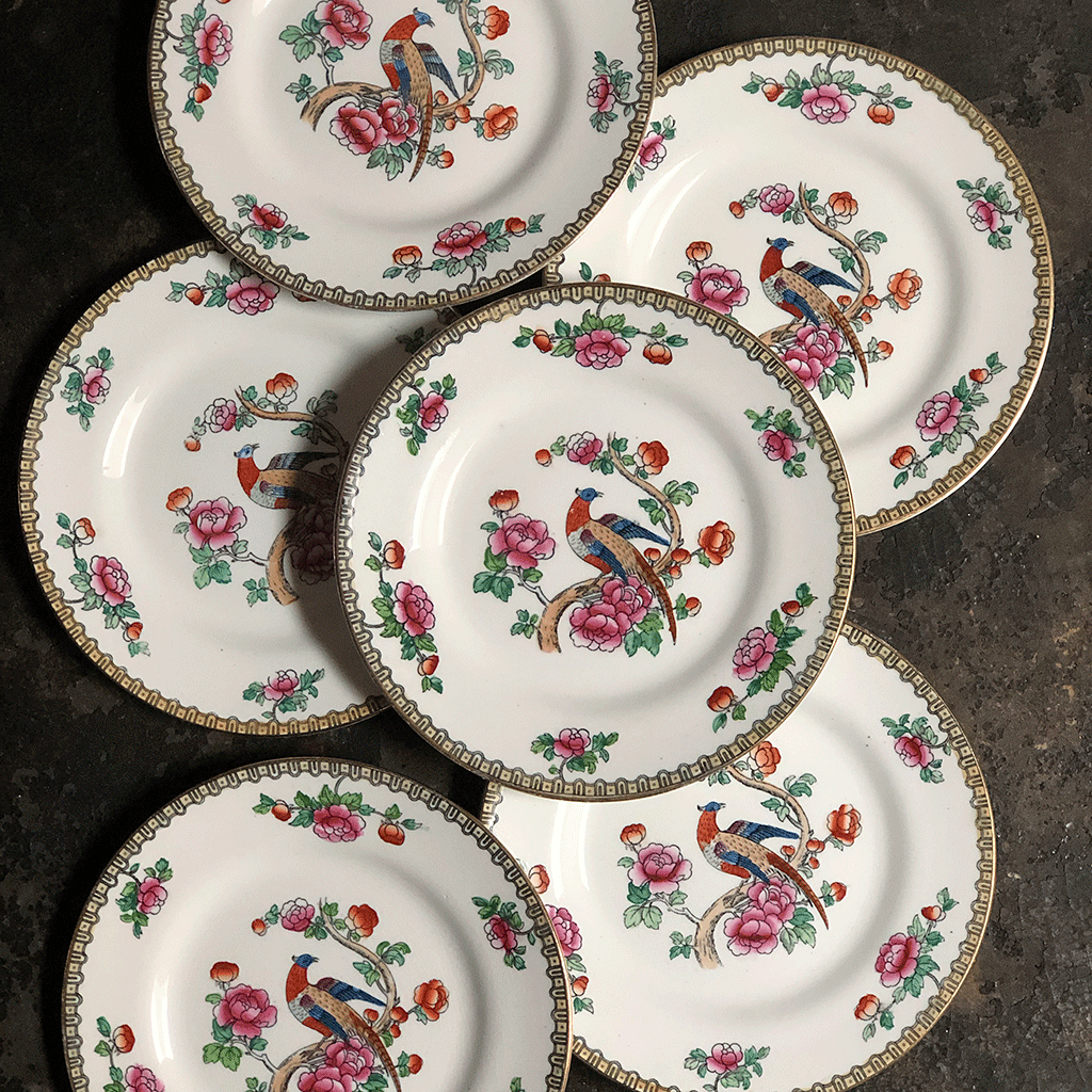 Vintage Pheasant Small Plates Made in England (Set of 6)