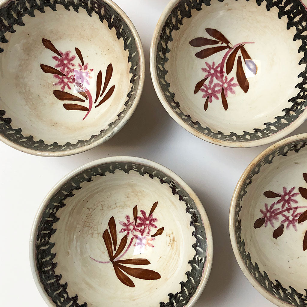 Vintage Footed Flower Bowls (Set of 6)
