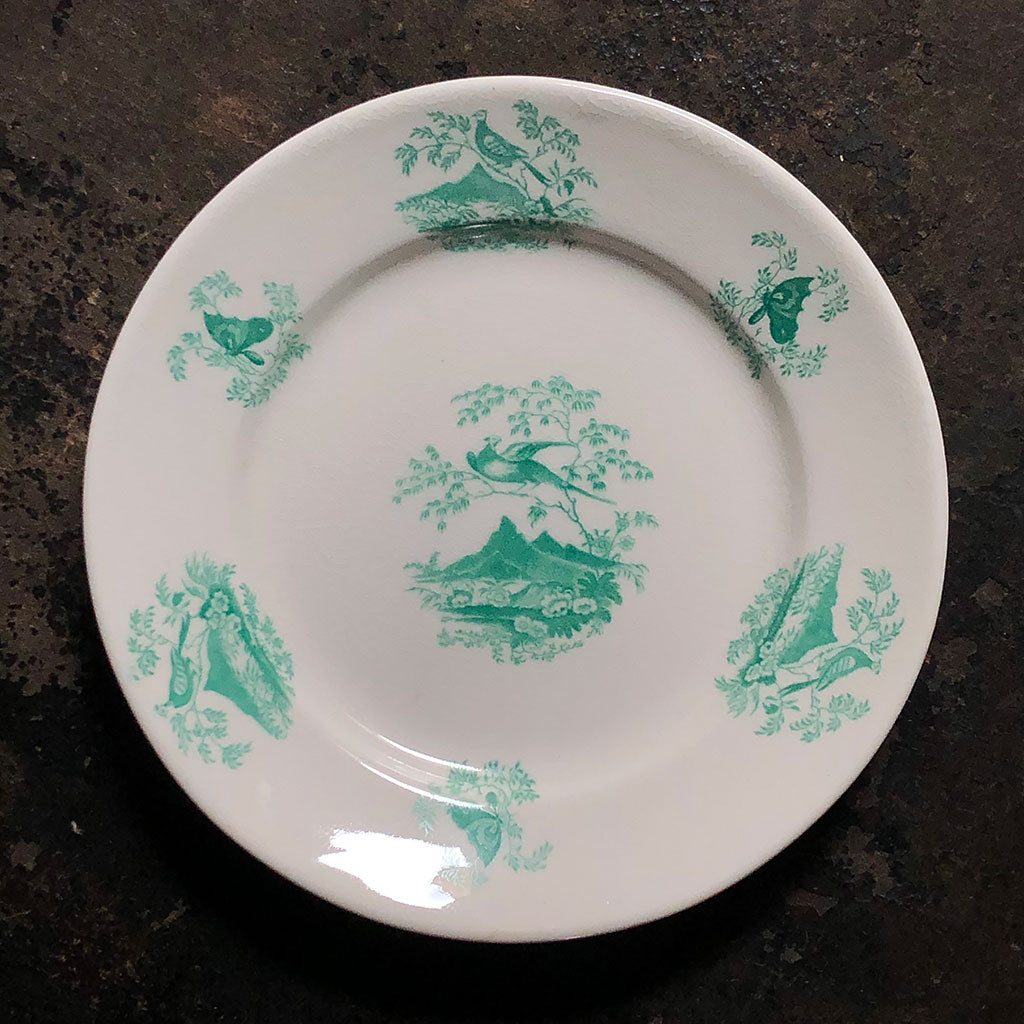 Vintage Green Transfer Ware Small Plates (Set of 4)