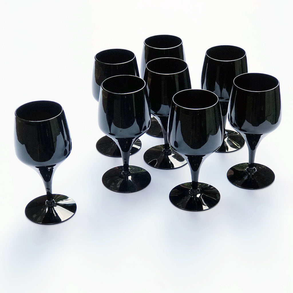 black drinking glasses