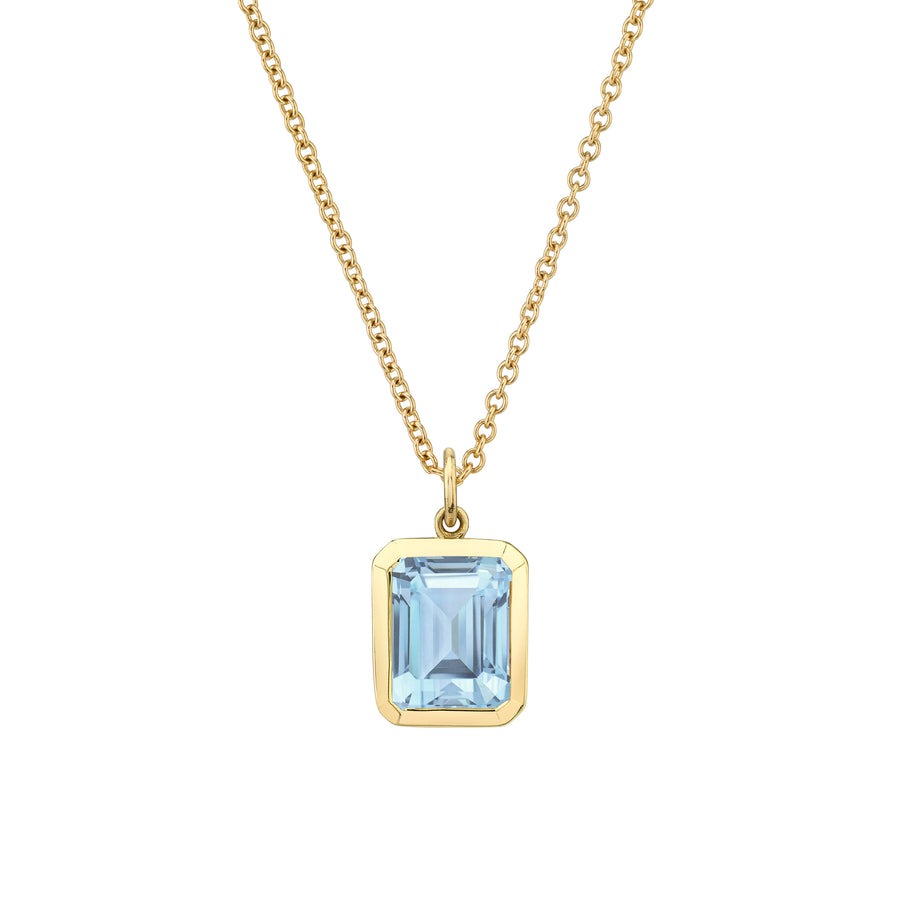 bezel set emerald cut necklace