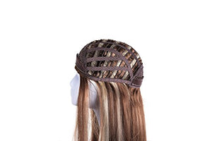OneDor 22" Semi Curly Hair Women Ladies 3/4 Half Wig Premium Japanese Synthetic Kanekalon fibers Wigs with Secured Mesh Head Cap (R1224B)