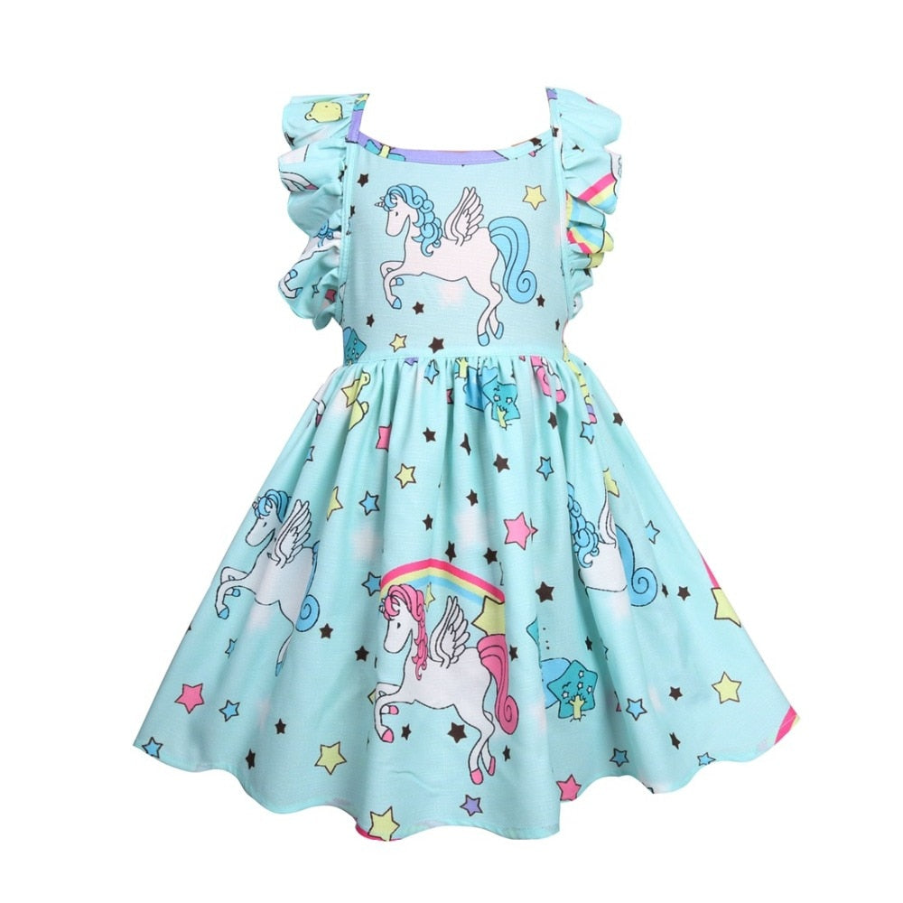 Little Pony Uncorn Rainbow Dress Girls Dresses For Party Wedding Backl ...