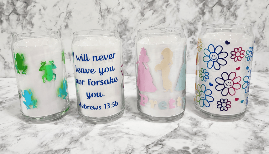 Libbey Can Glasses Personalized with Cricut Vinyl