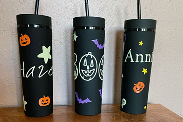 Cricut Glow in the Dark Halloween Themed Cups (Beginner Project)