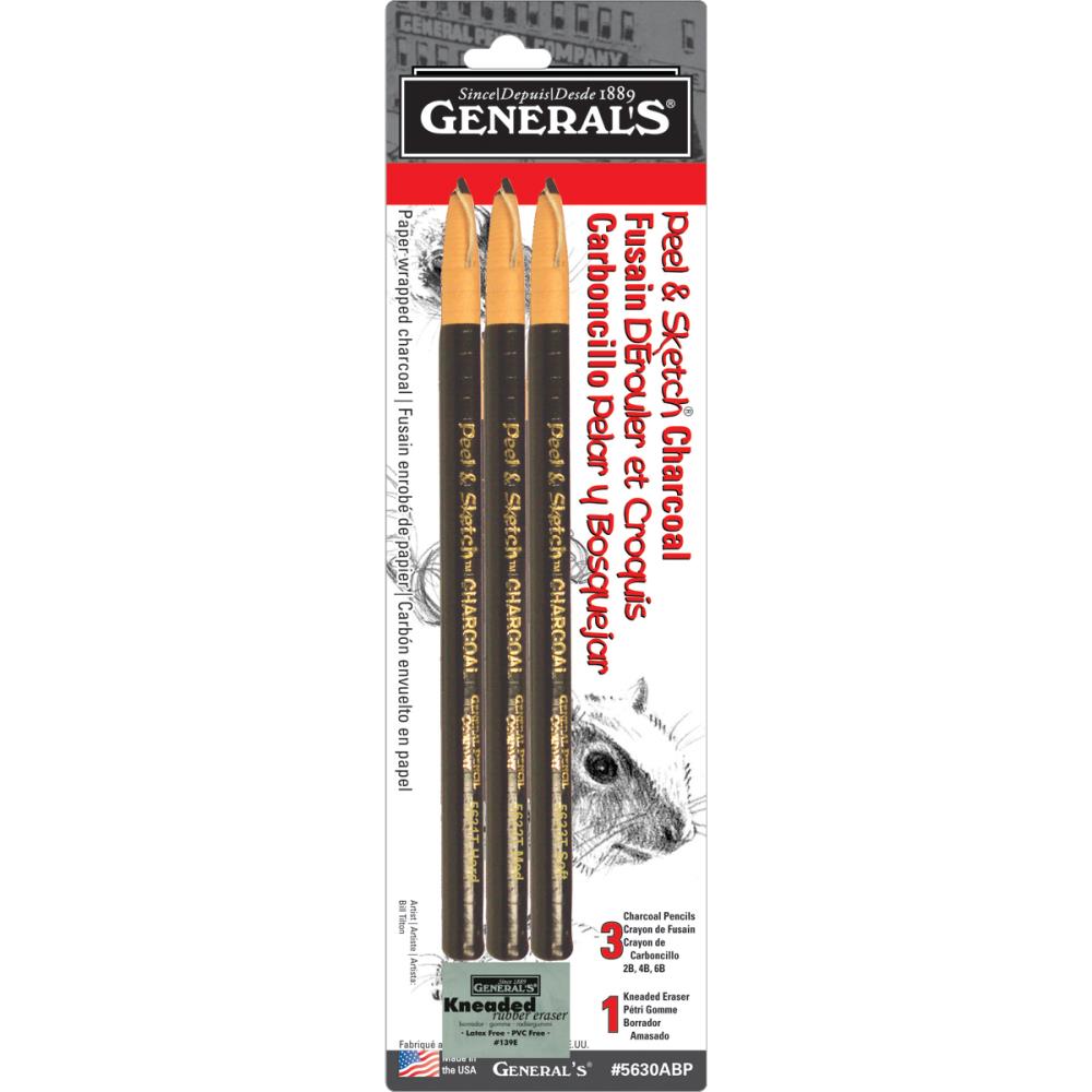 General's Compressed Charcoal - 4B, Pkg of 12